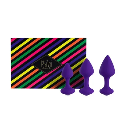 Plug anale set 3 pezzi silicone viola sex toy unisex S M L