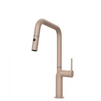 Gessi Miscelatore monocomando con doccetta estraibile Stelo Collection 60307 275 finitura Matte Cipria