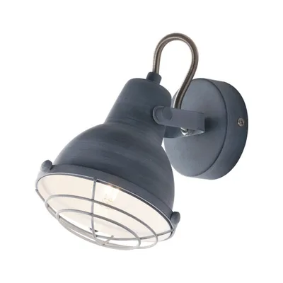 Applique in metallo grigio con punto luce orientabile, lampadina E14, 18.5x13cm