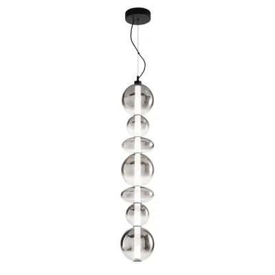 Sospensione LED grigia in metallo, 7 diffusori, 40W, Luce calda, 233.5x20cm