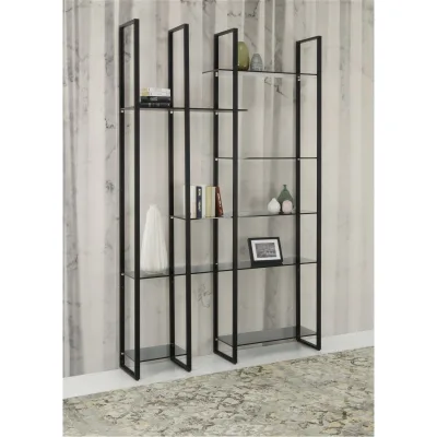 X.ABITAre Libreria a parete Look art. DL2022 con struttura in alluminio da 140 cm- Composizione 1