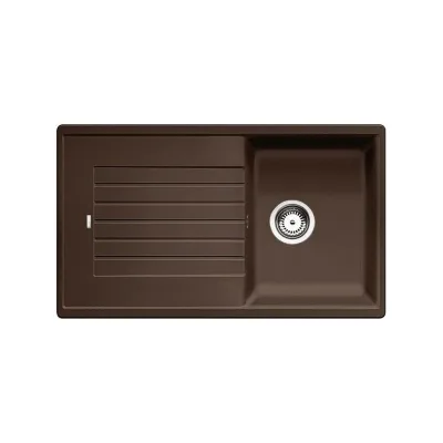 PRONTA CONSEGNA - Blanco | Lavello una vasca con gocciolatoio ZIA 45 SL 1516745 finitura caffè da 86x50 cm - Sopratop