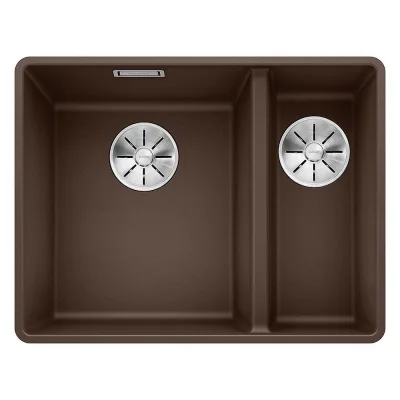 Blanco Lavello una vasca SX con vaschetta SUBLINE 340/160-F 1519807 finitura caffè da 55.2x42.7 cm - Filotop