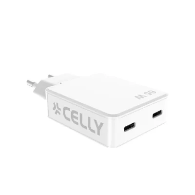 CELLY 2USB-C SLIM WALL CHARGER 65W WHITE SLIMTC2C65WWH