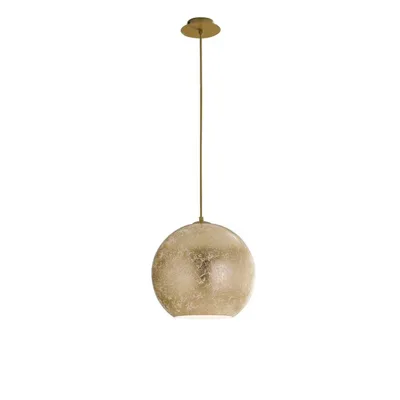Lampadario a sospensione oro in vetro con decoro foglia, 1 diffusore, 120x30cm