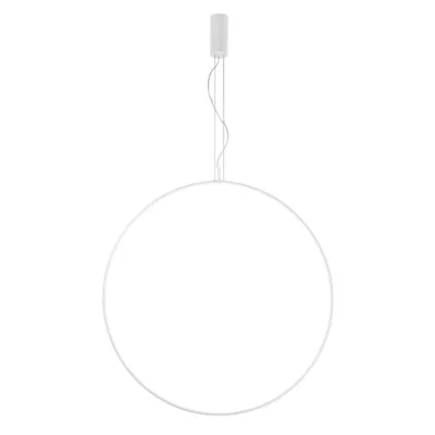 Lampada a sospensione bianca circolare in metallo, 50W, CCT, 270x100cm