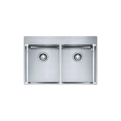 PRONTA CONSEGNA - Franke: Lavello due vasche Franke Box Incasso Semifilo/Filotop BXX 220 36-36 TL 127.0369.314 finitura inox satinato da 77x51 cm