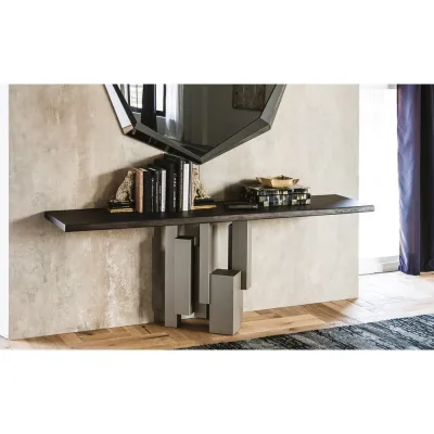 Cattelan Consolle Skyline con struttura in acciaio verniciato e piano in legno