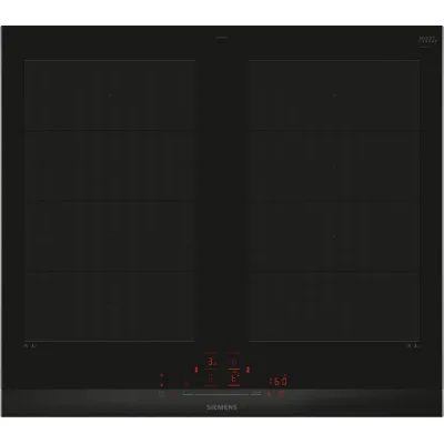 Siemens Piano cottura a induzione EX675HXC1E in vetroceramica nero con cornice inox da 60 cm