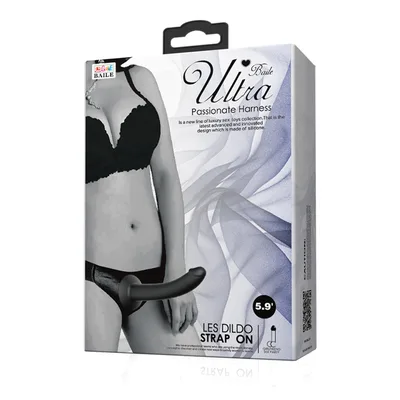 Strap-On Baile Ultra Passionate Harness Dildo Curvo Nero Silicone 15 cm
