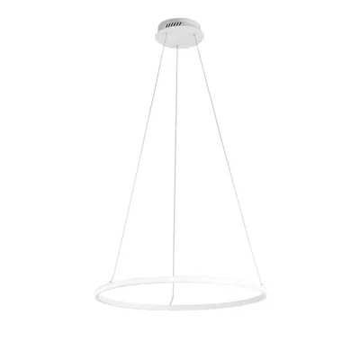 Lampada a sospensione LED bianca circolare in metallo, 70W, CCT, 150x60cm