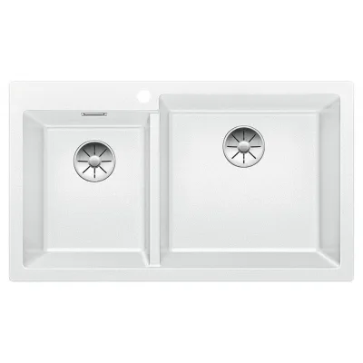 Blanco Lavello due vasche PLEON 9 1518348 finitura bianco da 86x50 cm - Sopratop