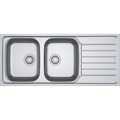 Franke: Lavello due vasche con gocciolatoio a destra Spark Incasso SKX 621 101.0712.133 finitura inox satinato da 116x50 cm
