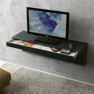 X.ABITAre Porta TV Tom art. A107 con struttura in metallo e piano in cristallo