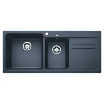 Blanco | Lavello una vasca con gocciolatoio dx NAYA 8 S 1519655 finitura grigio roccia da 116x50 cm - Sopratop