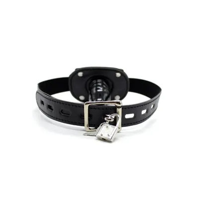 Gag BDSM LATETOBED Penis 5 cm con cinturino regolabile e lucchetto nero