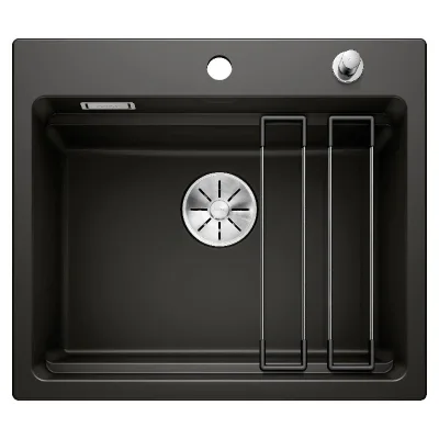 Blanco Lavello una vasca ETAGON 6 1525162 in ceramica nero da 58.4x51 cm - Sopratop