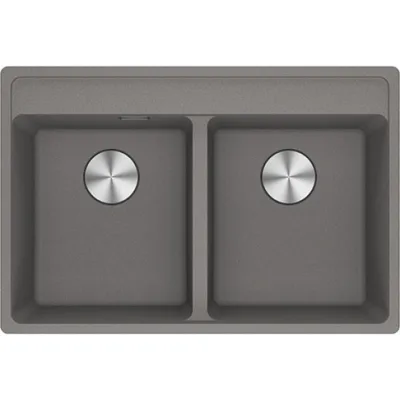 Franke: Lavello due vasche Vasche Sopratop Maris MRG 620-35-35 TL 114.0661.676 finitura fragranite stone grey da 76x51 cm