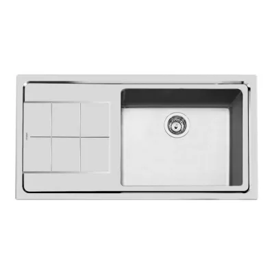Foster Lavello una vasca con gocciolatoio a sinistra 2263 051 finitura acciaio inox da 98.3x51.3 cm