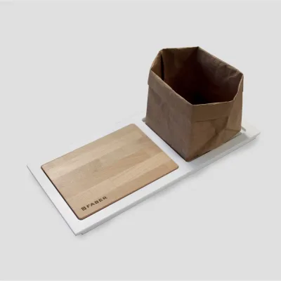 Faber Food Set 112.0524.622 con base in Krion bianco da 44x20 cm