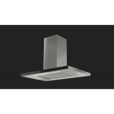 Fulgor Cappa a isola FTIHD 960 TC BKX finitura inox e vetro nero da 90 cm