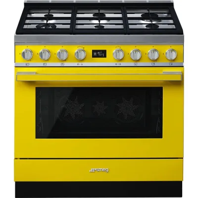 Smeg S Cucina CPF9GPYW con forno pirolitico termoventilato e piano cottura gas finitura giallo da 90x60 cm - IN PROMOZIONE FINO AL 6/07