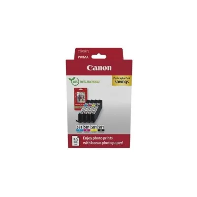 MULTIPACK 04 CARTUCCA ORIGINALE CANON 2106C006 CLI581 TR7500 + 50 fogli di carta fotografica