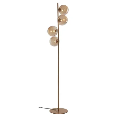 Piantana in metallo oro e vetro soffiato champagne, 4 diffusori, 160x34.5cm
