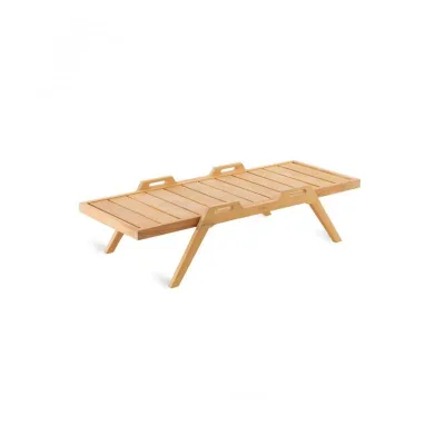 Unopiù Tavolino fisso impilabile SYNTHESIS in teak da 127x54 cm - Con maniglie