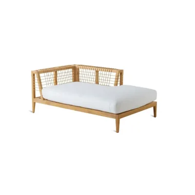 Unopiù Modulo chaise longue sinistro SYNTHESIS in teak e fibra sintetica WaProLace - Con o senza cuscino - IN PROMOZIONE FINO AL 6/07