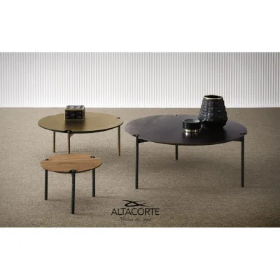 Altacorte Tavolino rotondo Tommy con struttura in ferro e piano a scelta da Ø96 cm