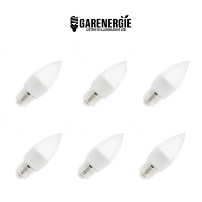 kit 6 pz lampadina led e27 c37 5w bianco freddo 6500k