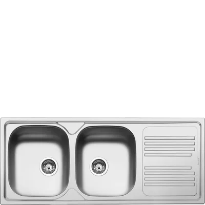 Smeg Lavello due vasche con gocciolatoio LYP116R finitura acciaio inox da 116x50 cm
