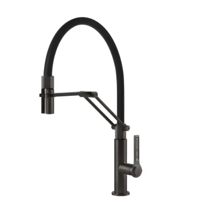 Gessi Miscelatore semi pro monocomando con doccetta estraibile Officine - Gessi 60055 707 finitura Black Metal Brushed - IN PROMOZIONE FINO AL 6/07