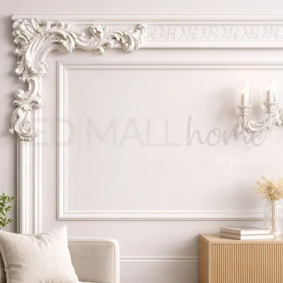 Angolo Fregio per Cornici Boiserie da Parete in poliuretano Bianco