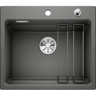 Blanco Lavello una vasca ETAGON 6 1525161 in ceramica basalto da 58.4x51 cm - Sopratop
