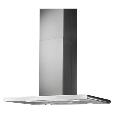 Elica Cappa a isola GALAXY ISLAND WHIX/A/90x45 PRF0019192B finitura acciaio inox e vetro bianco da 90 cm