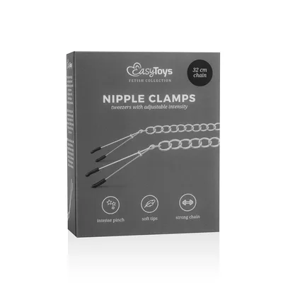 EasyToys Pinze Capezzoli Regolabili Catena 32 cm BDSM Nipple Clamps Fetish