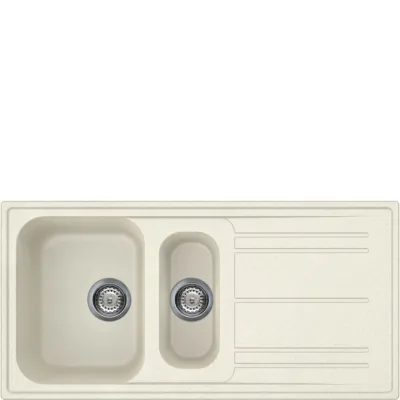 PRONTA CONSEGNA - Smeg Lavello una vasca con vaschetta e gocciolatoio LZ102P finitura panna da 100 cm