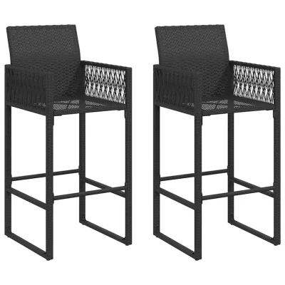 Perch — Sgabelli da bar da giardino 2 pz in polyrattan nero