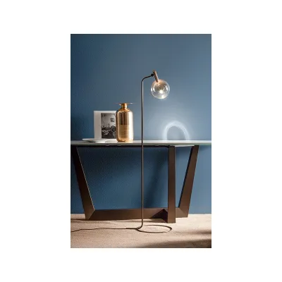 Bonaldo Lampada da terra Sofì in metallo ottone brunito e vetro ambrato