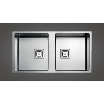 Fulgor Lavello filo e semifilo a due vasche P2B 8545 Q F-SF finitura acciaio inox da 85.5x45 cm