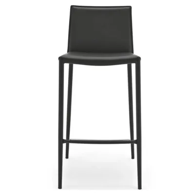 Connubia Sgabello Boheme CB1393 con struttura in metallo e seduta in rigenerato di cuoio da h. 90 cm