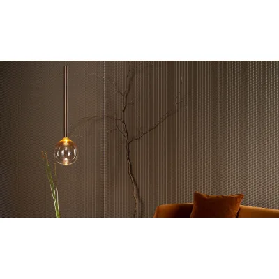 Bonaldo Lampada a sospensione singola Sofì in metallo ottone brunito e vetro ambrato