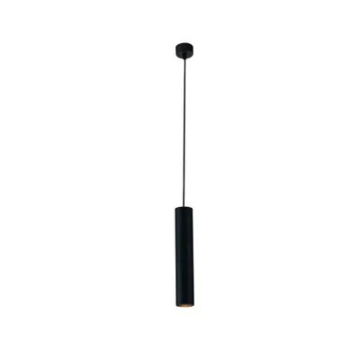 Lampadario a sospensione cilindrico in metallo nero, lampadina GU10, 5.5x200x30cm