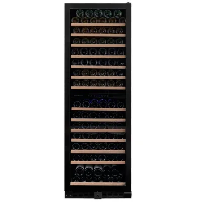 Dunavox Cantina vino a incasso o a libera installazione Grande-166 DX-166.428DBK finitura full glass nero da 59.5 cm