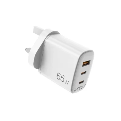 CELLY USB-A/USB-C UK WALL CHARGER GAN 65W UPTC1A2C65WUK