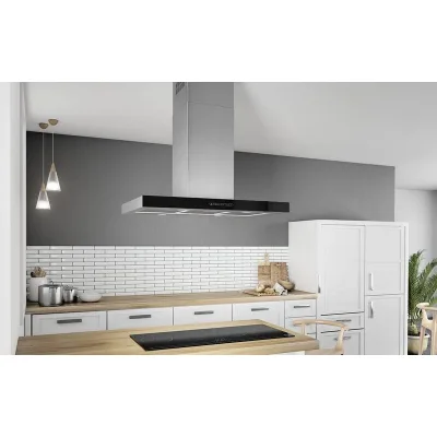 Airforce Cappa a isola aspirante F206 IXBL/A/90 CCF2069517 finitura inox e nero da 90 cm