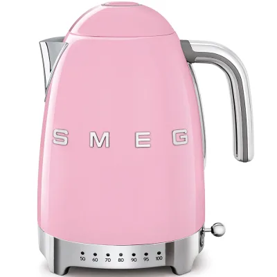 PRONTA CONSEGNA - Smeg Bollitore elettronico a temperatura variabile KLF04PKEU finitura rosa con logo Smeg 3D