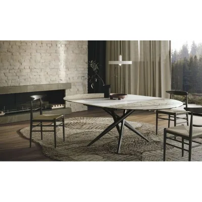 Sedit Tavolo allungabile Tiffany Round con struttura in metallo e piano a scelta